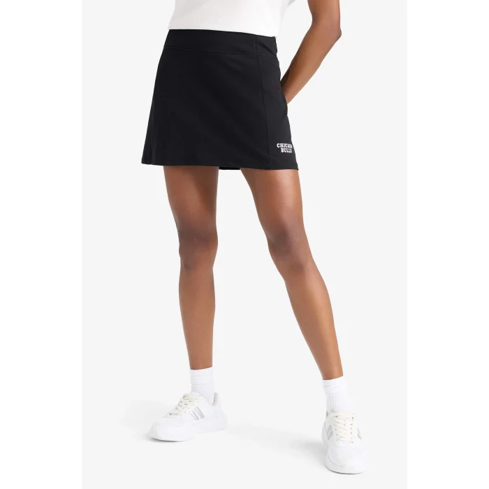 Defacto E2787 Siyah DeFactoFit NBA Chicago Bulls İçi Taytlı Mini Etek