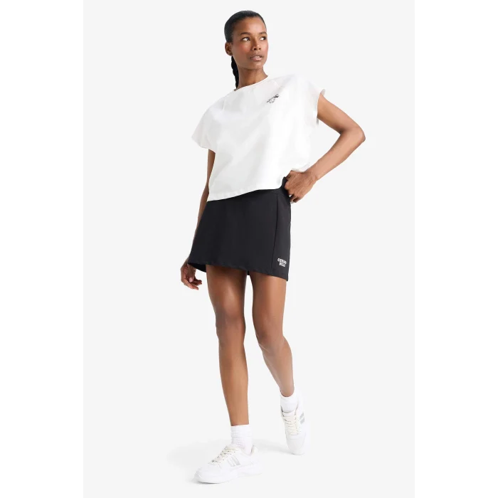 Defacto E2787 Siyah DeFactoFit NBA Chicago Bulls İçi Taytlı Mini Etek