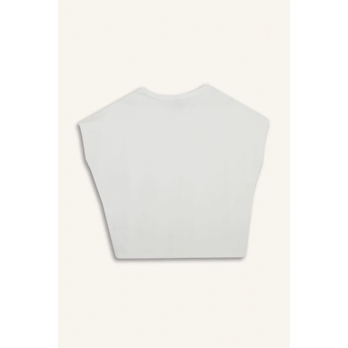 Defacto C8807 Ekru Bisiklet Yaka Basic Düz Modal Kısa Kollu Tişört