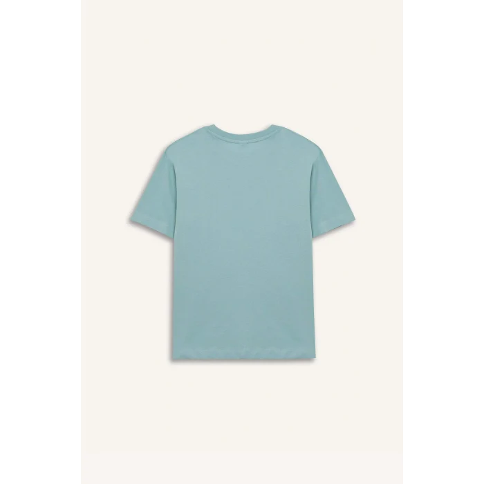 Defacto E5079 Yeşil Erkek Çocuk Bisiklet Yaka Baskılı Kısa Kollu Tişört