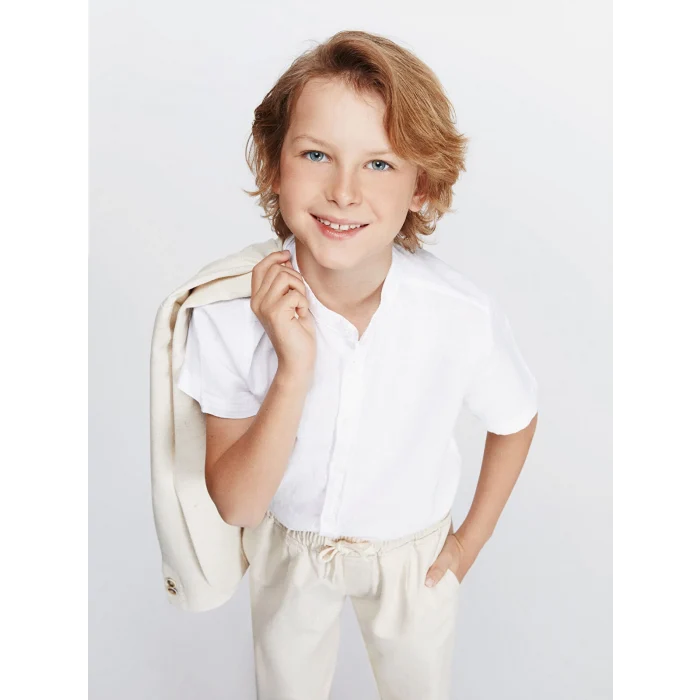 LCW Kids Beyaz Hakim Yaka Erkek Çocuk Gömlek