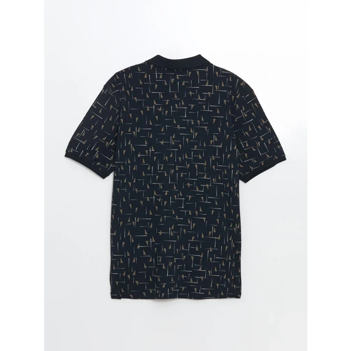 LCW Vision Lacivert Polo Yaka Kısa Kollu Desenli Pike Erkek Tişört