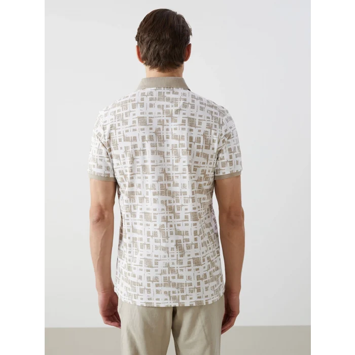LCW Vision Bej Polo Yaka Kısa Kollu Desenli Pike Erkek Tişört