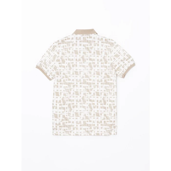 LCW Vision Bej Polo Yaka Kısa Kollu Desenli Pike Erkek Tişört