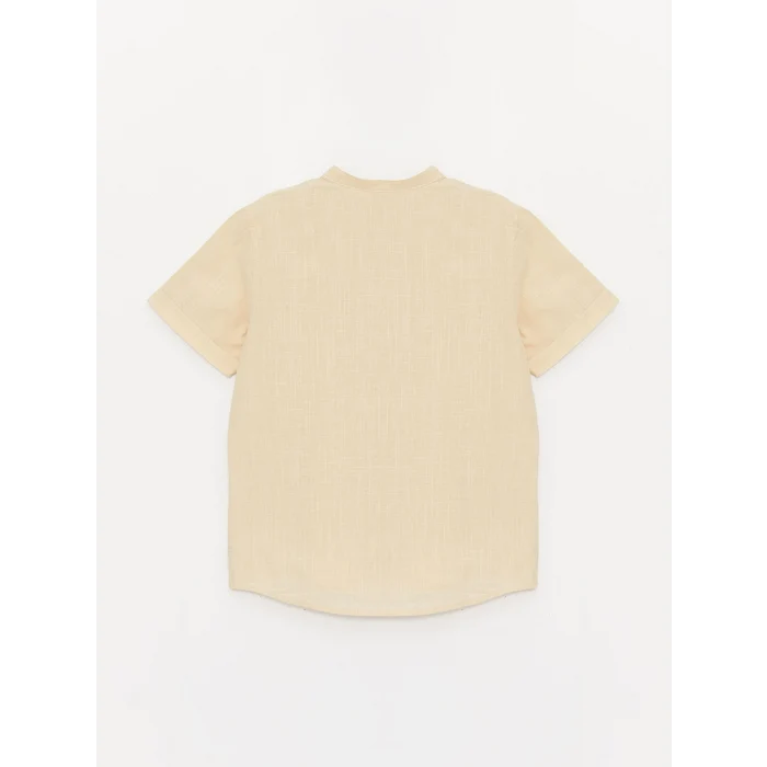 LCW Kids Bej Hakim Yaka Basic Kısa Kollu Erkek Çocuk Gömlek