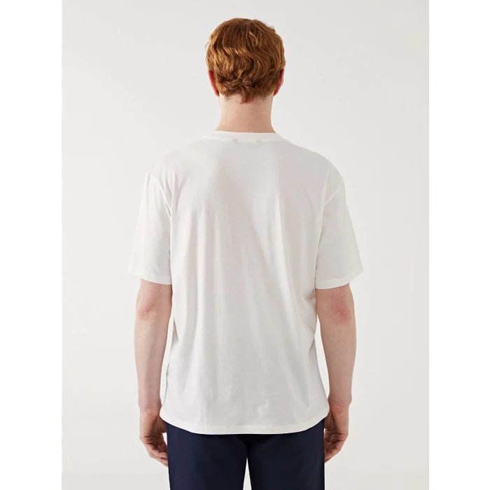 XSIDE Ekru Bisiklet Yaka Baskılı Penye Erkek Tişört