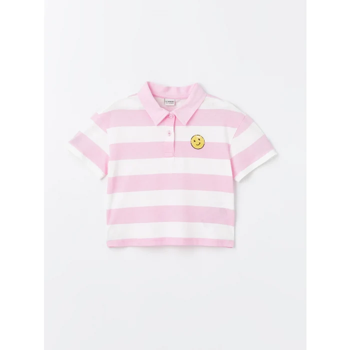 LCW Kids Pembe Polo Yaka Kısa Kollu Kız Çocuk Tişört