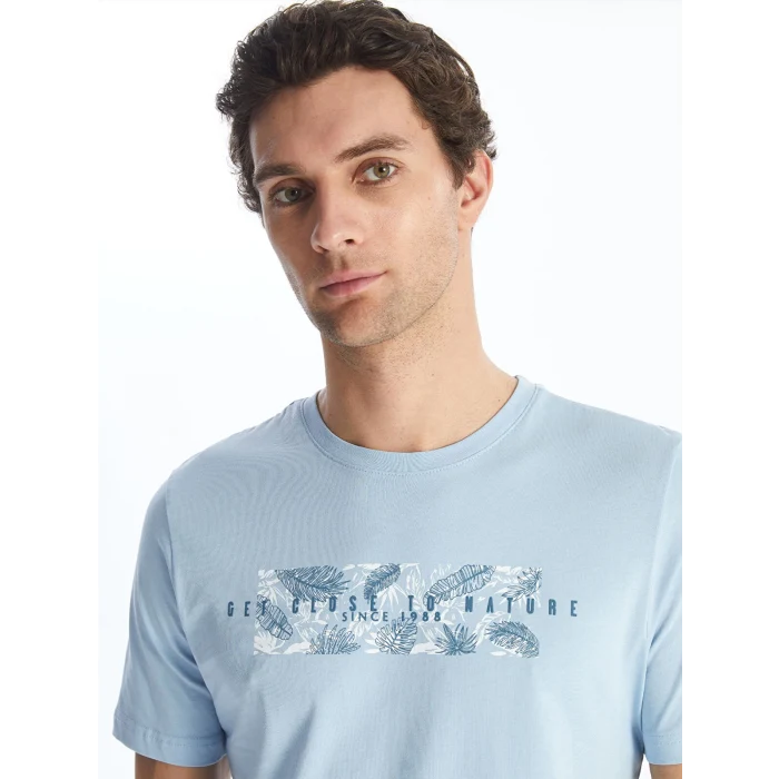 SOUTHBLUE Mavi Bisiklet Yaka Kısa Kollu Baskılı Penye Erkek Tişört