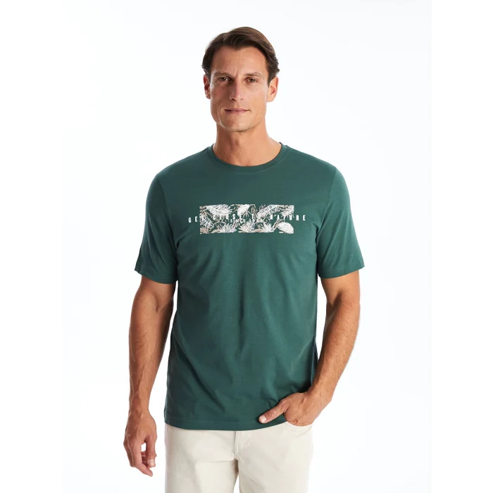 SOUTHBLUE Yeşil Bisiklet Yaka Kısa Kollu Baskılı Penye Erkek Tişört