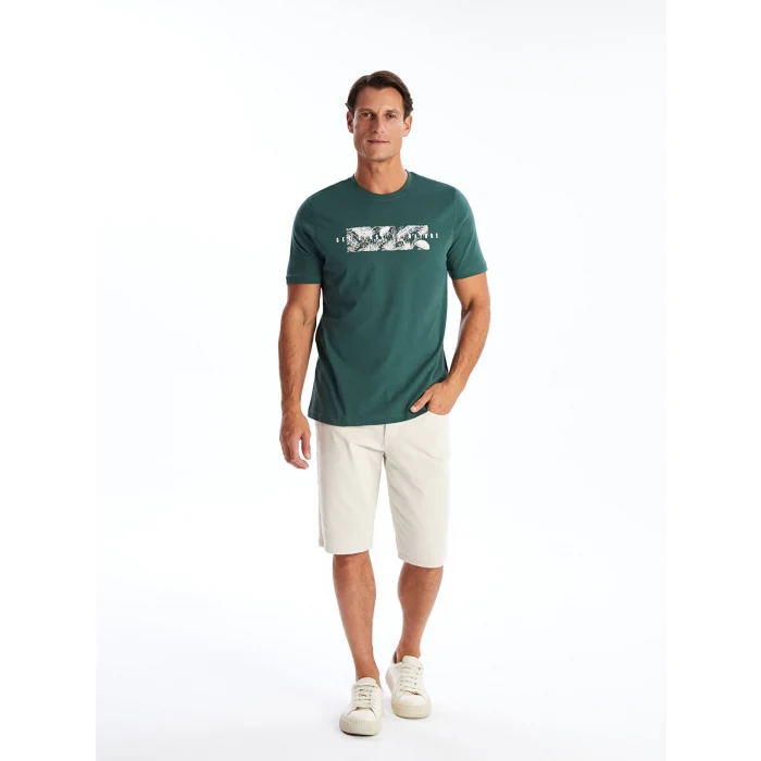 SOUTHBLUE Yeşil Bisiklet Yaka Kısa Kollu Baskılı Penye Erkek Tişört