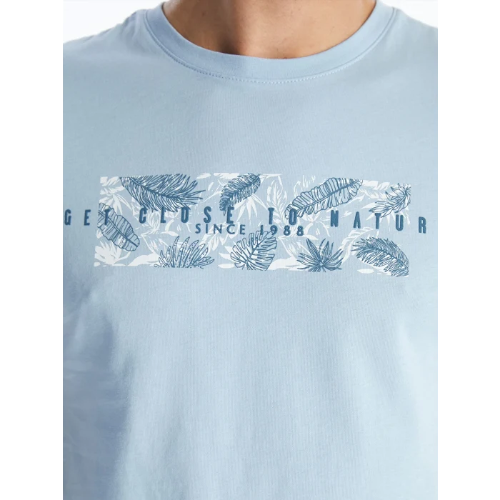 SOUTHBLUE Mavi Bisiklet Yaka Kısa Kollu Baskılı Penye Erkek Tişört