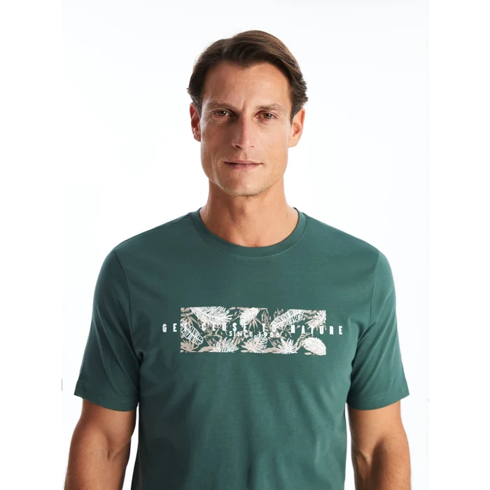 SOUTHBLUE Yeşil Bisiklet Yaka Kısa Kollu Baskılı Penye Erkek Tişört