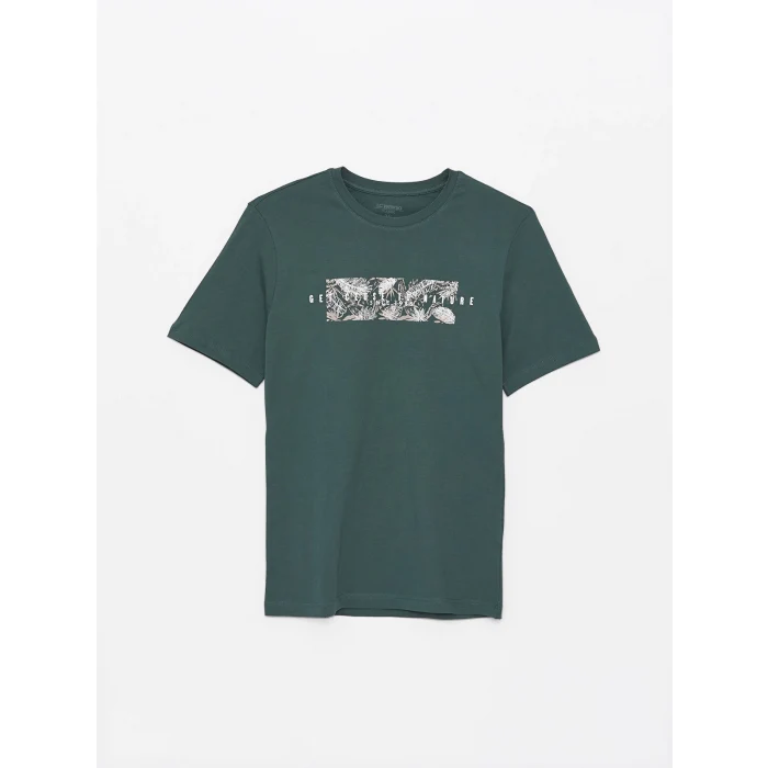 SOUTHBLUE Yeşil Bisiklet Yaka Kısa Kollu Baskılı Penye Erkek Tişört