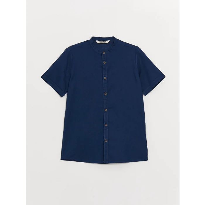 LCW Kids Lacivert Hakim Yaka Basic Kısa Kollu Erkek Çocuk Gömlek