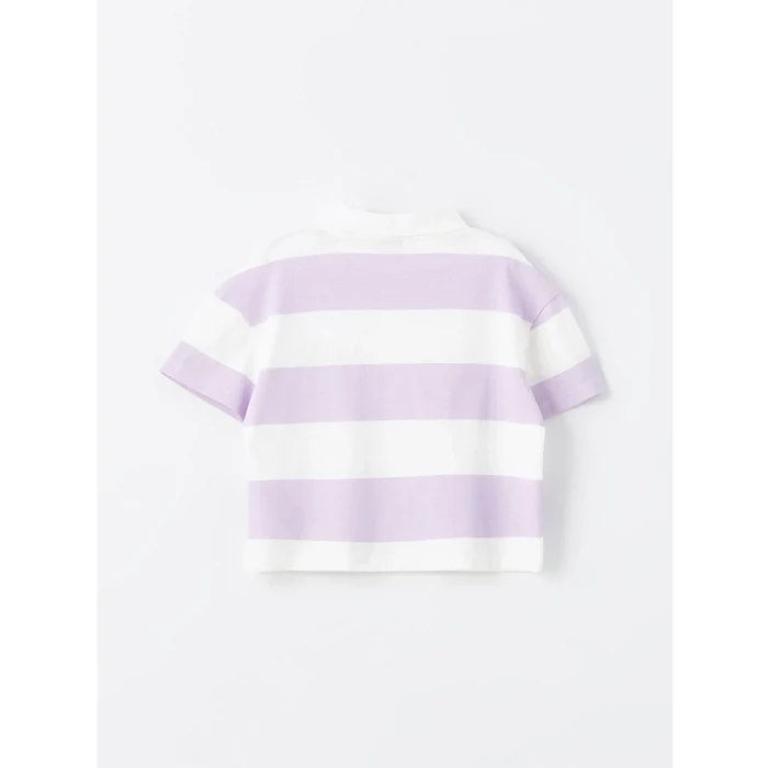 LCW Kids Lila Polo Yaka Kısa Kollu Kız Çocuk Tişört