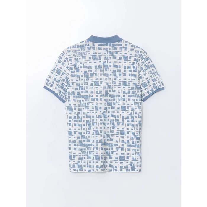 LCW Vision Mavi Polo Yaka Kısa Kollu Desenli Pike Erkek Tişört