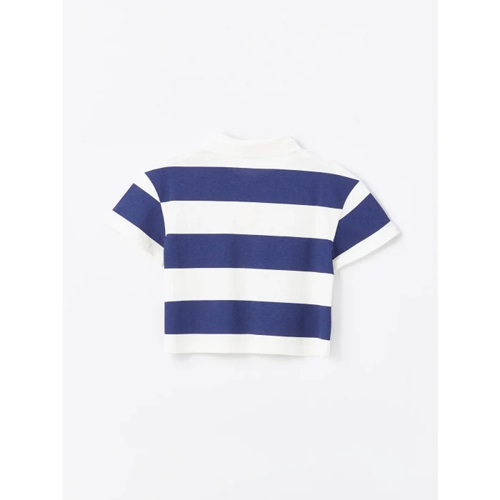 LCW Kids Lacivert Polo Yaka Kısa Kollu Kız Çocuk Tişört