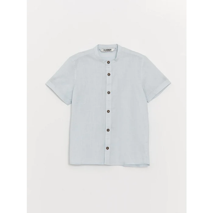LCW Kids Mavi Hakim Yaka Basic Kısa Kollu Erkek Çocuk Gömlek