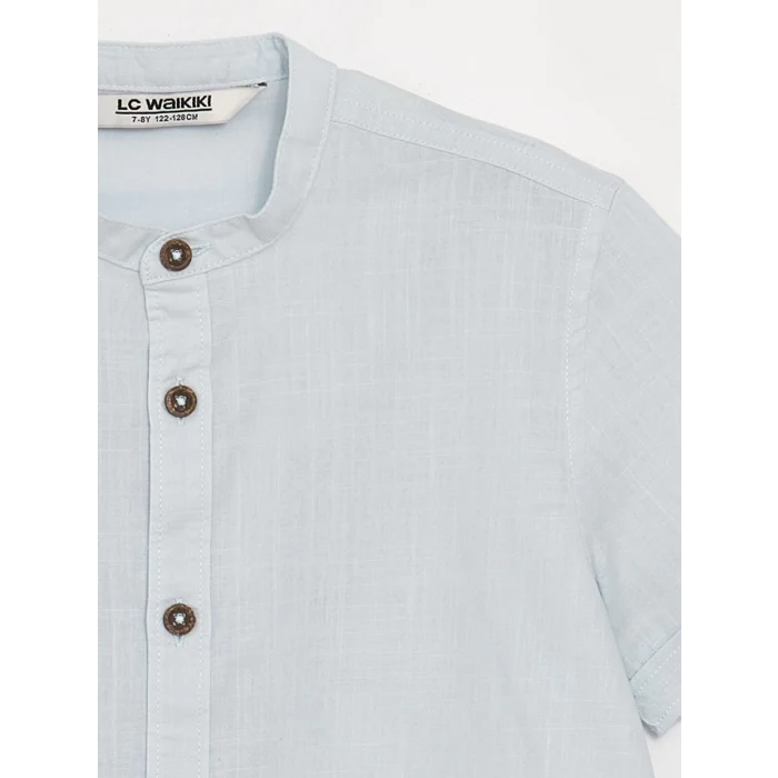 LCW Kids Mavi Hakim Yaka Basic Kısa Kollu Erkek Çocuk Gömlek