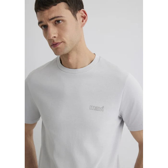 Mavi 0610360-70075 Mavi Logo Baskılı Gri Tişört