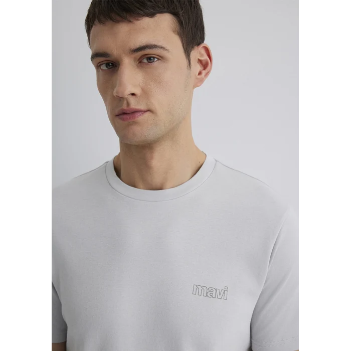 Mavi 0610360-70075 Mavi Logo Baskılı Gri Tişört