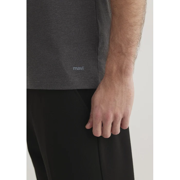 Mavi 061748-24398 Stretch V Yaka Antrasit Basic Tişört