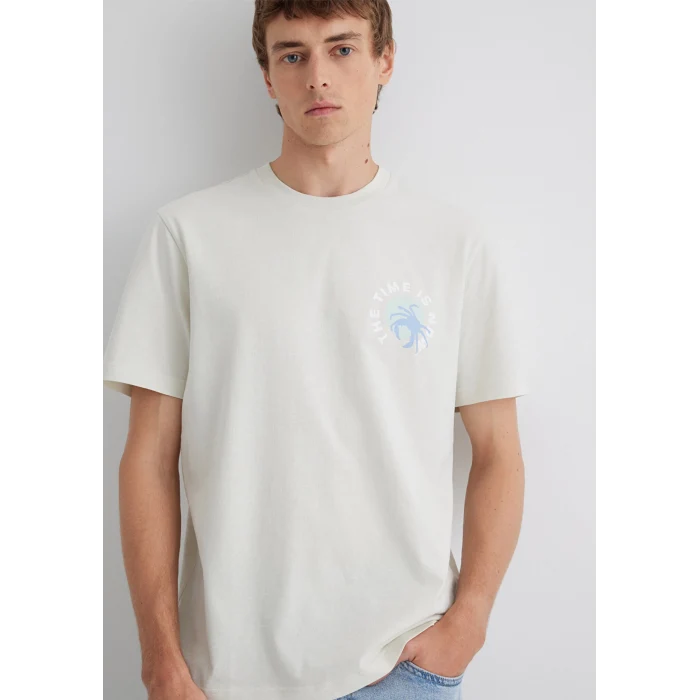 Mavi 0612672-70142 Baskılı Gri Tişört