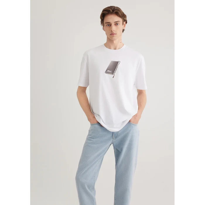 Mavi 0612483-620 Baskılı Beyaz Tişört