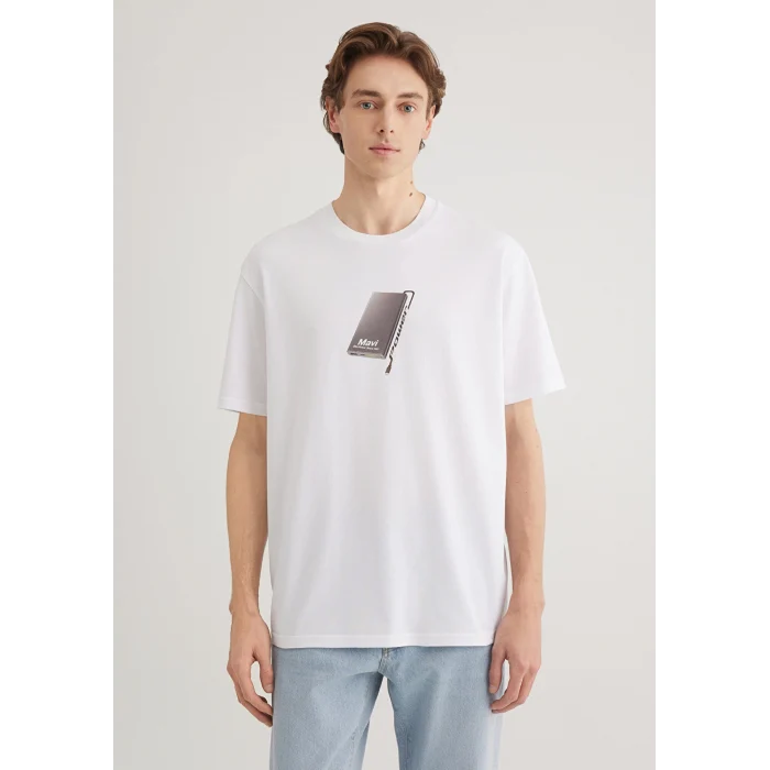 Mavi 0612483-620 Baskılı Beyaz Tişört