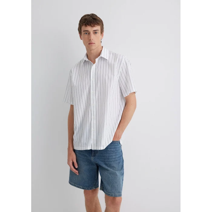 Mavi 0211576-70096 Çizgili Gri Gömlek