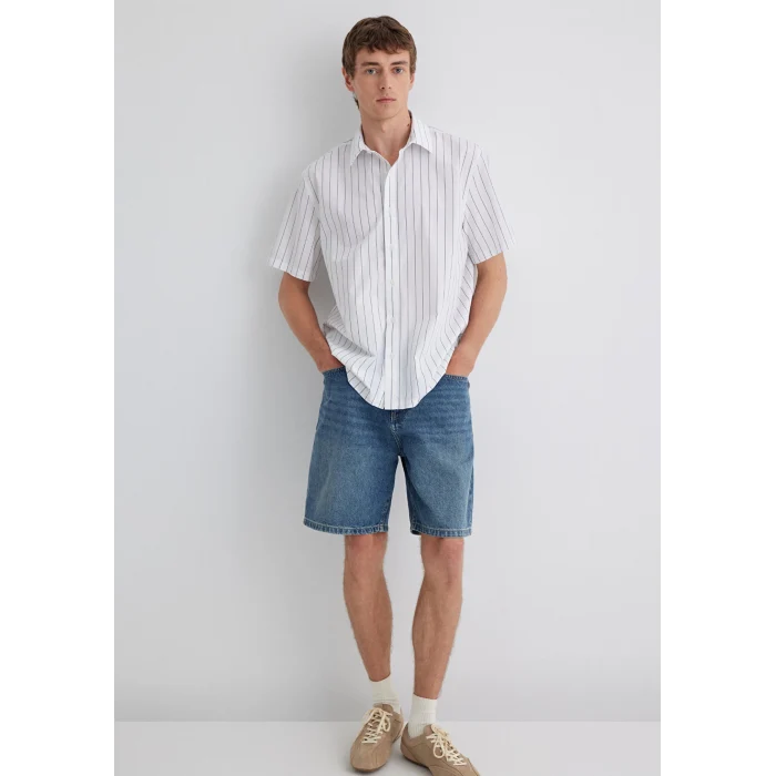 Mavi 0211576-70096 Çizgili Gri Gömlek