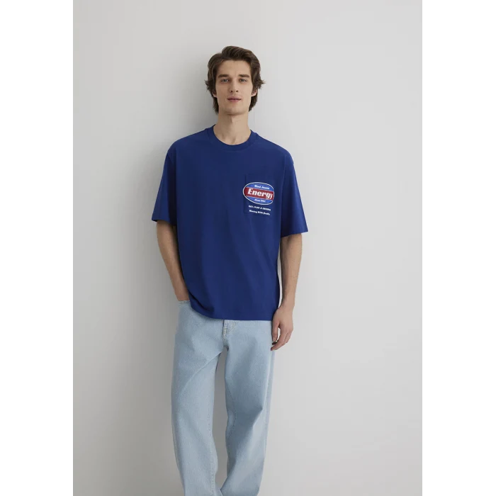 Mavi 0612607-70722 Baskılı Mavi Tişört