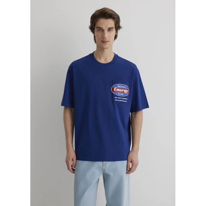 Mavi 0612607-70722 Baskılı Mavi Tişört