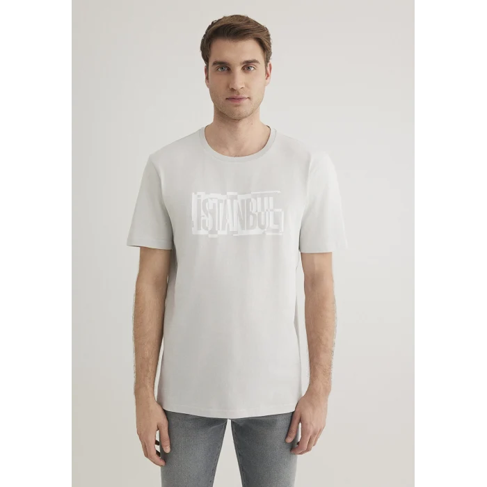 Mavi 0611789-80618 İstanbul Baskılı Gri Tişört