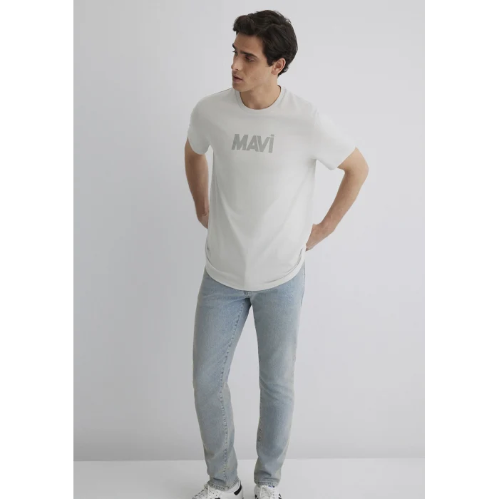 Mavi 066846-70080 Mavi Logo Baskılı Gri Tişört