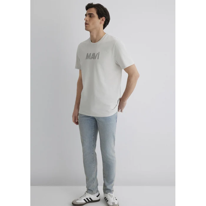 Mavi 066846-70080 Mavi Logo Baskılı Gri Tişört
