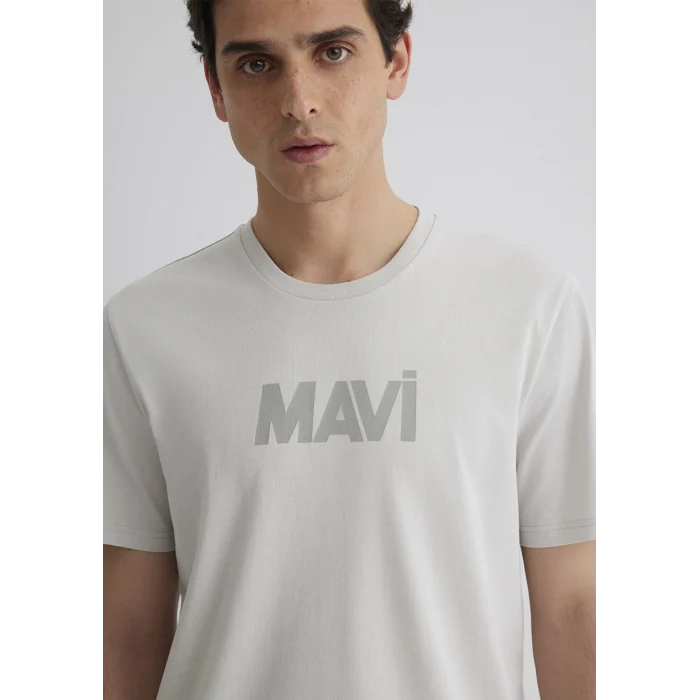 Mavi 066846-70080 Mavi Logo Baskılı Gri Tişört