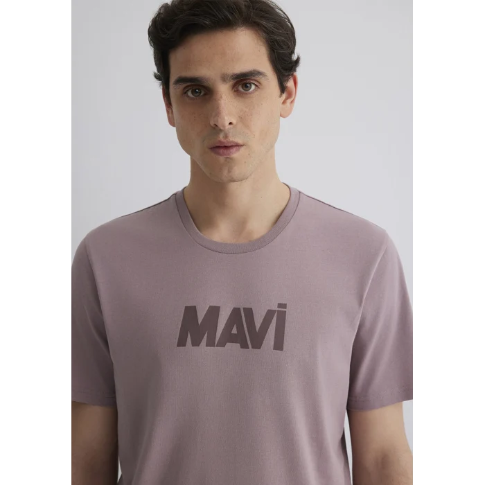 Mavi 066846-89596 Mavi Logo Baskılı Kahverengi Tişört