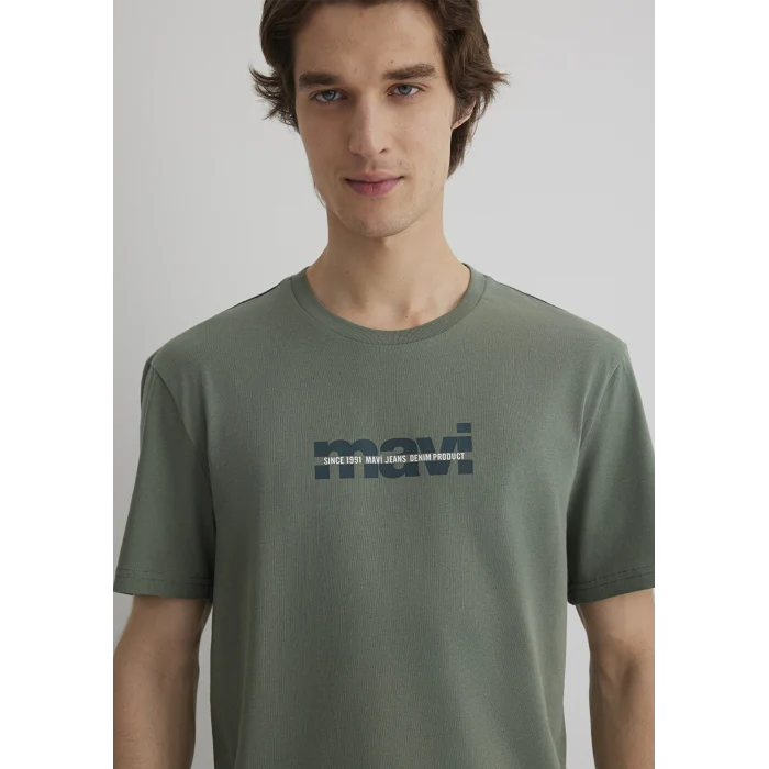 Mavi 0610943-80692 Mavi Logo Baskılı Haki Tişört