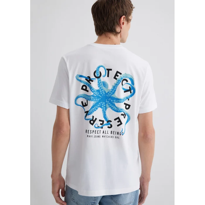 Mavi 0612673-620 Baskılı Beyaz Tişört