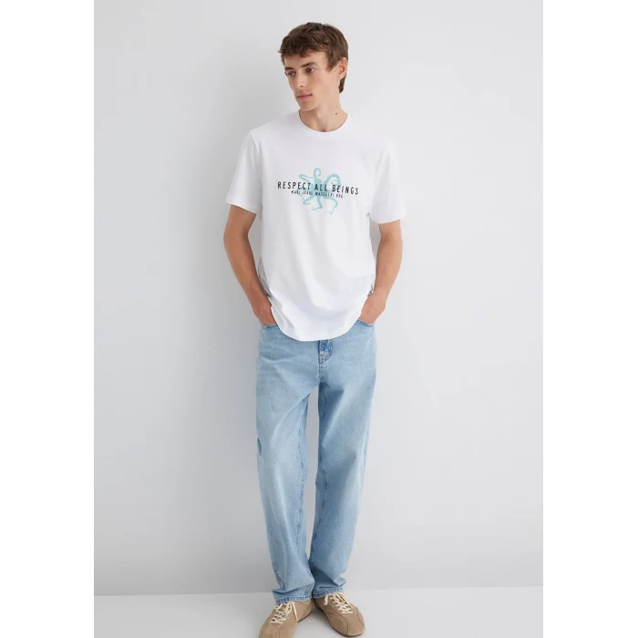 Mavi 0612673-620 Baskılı Beyaz Tişört