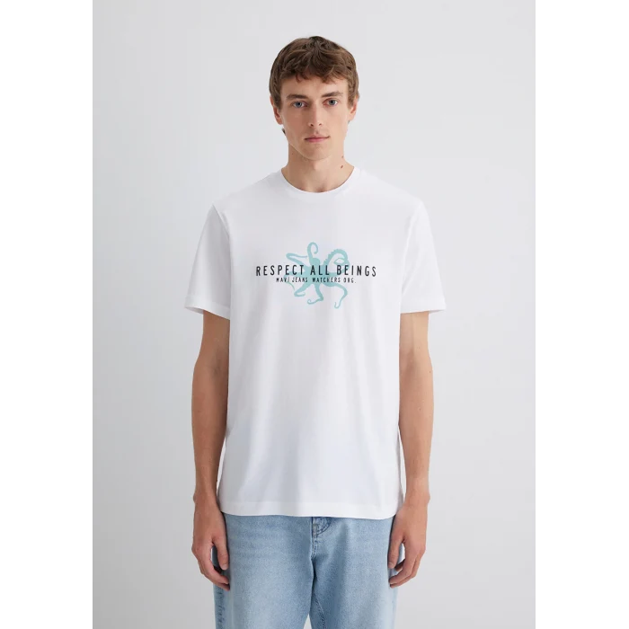 Mavi 0612673-620 Baskılı Beyaz Tişört