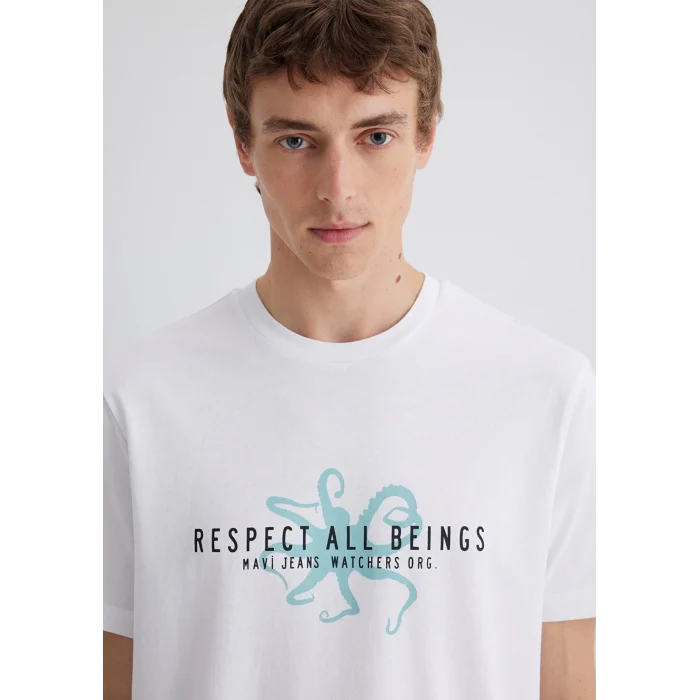 Mavi 0612673-620 Baskılı Beyaz Tişört