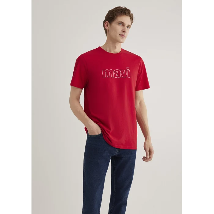 Mavi 065781-34535 Mavi Logo Baskılı Kırmızı Tişört