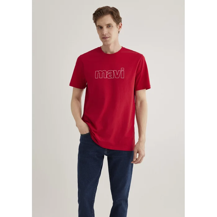 Mavi 065781-34535 Mavi Logo Baskılı Kırmızı Tişört