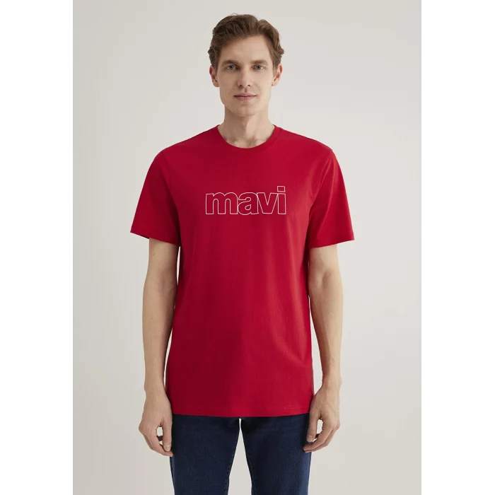 Mavi 065781-34535 Mavi Logo Baskılı Kırmızı Tişört