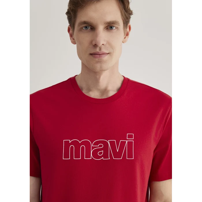 Mavi 065781-34535 Mavi Logo Baskılı Kırmızı Tişört