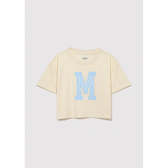 Mavi 7610276-89145 M Logo Baskılı Sarı Tişört