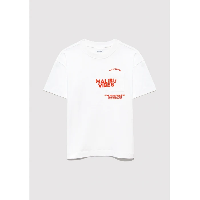 Mavi 6610327-70057 Baskılı Beyaz Tişört