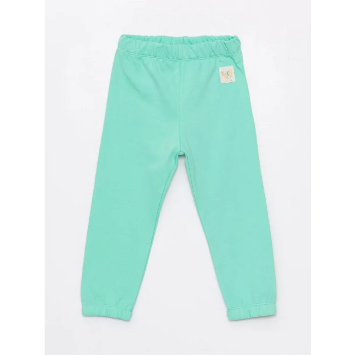 LCW Kids Yeşil Bisiklet Yaka Uzun Kollu Kız Bebek Sweatshirt ve Eşofman Alt 2li Takım